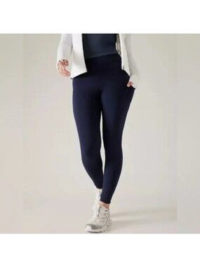 ATHLETA ALTITUDE STASH TIGHT IN POLARTEC POWER STRETCH Leggings Navy Small